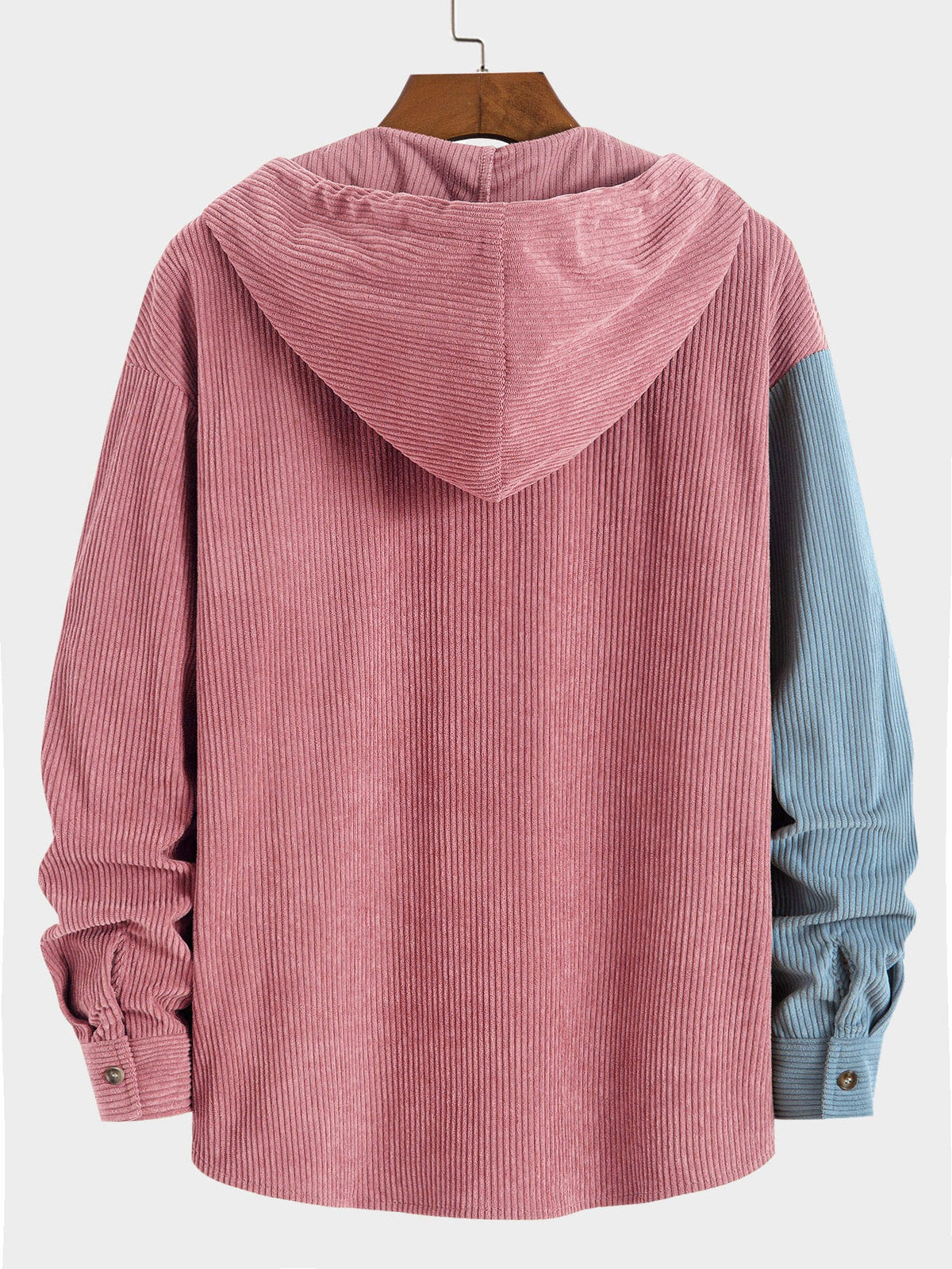 Patchwork Hooded Button Front Casual Jacket