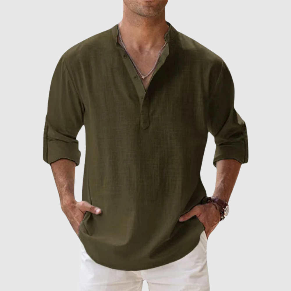 Relaxed Button Neck Summer Shirt