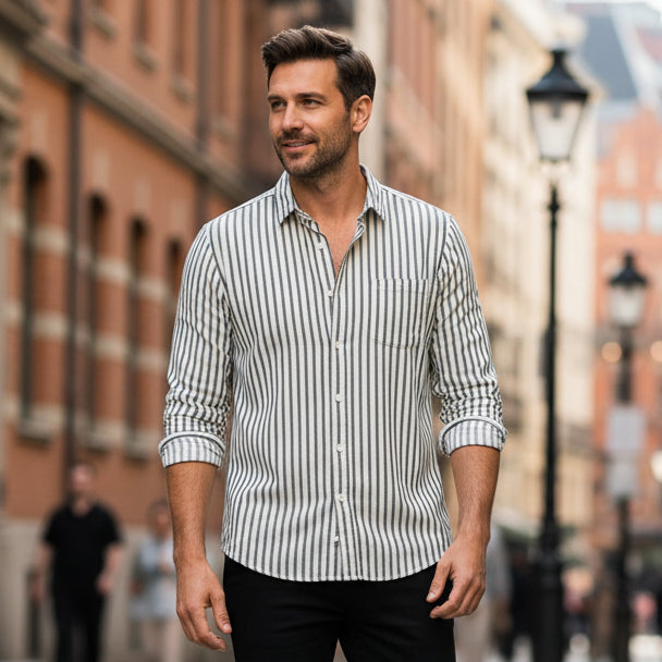 Vertical Stripe Long Sleeve Shirt