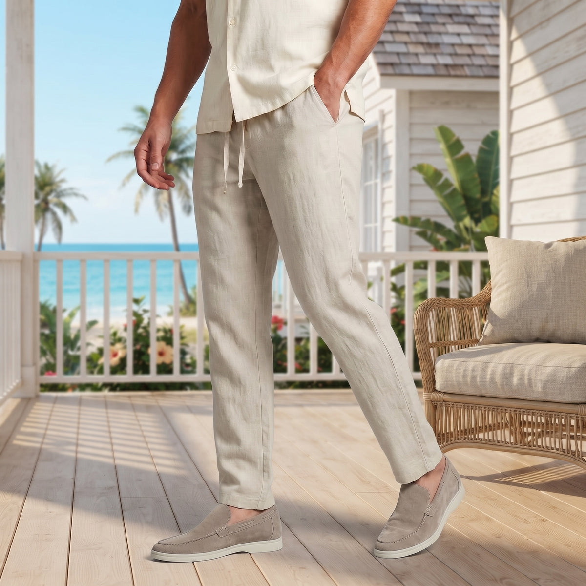 Relaxed Straight Leg Casual Trousers