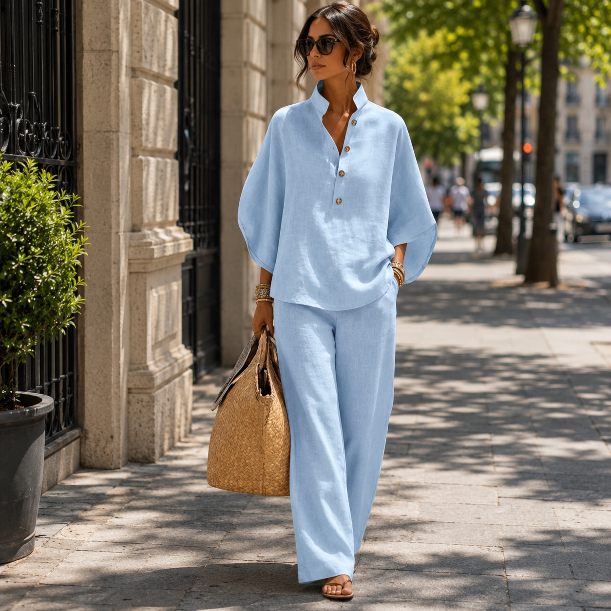 Flowy Wide-Leg Two-Piece Summer Set