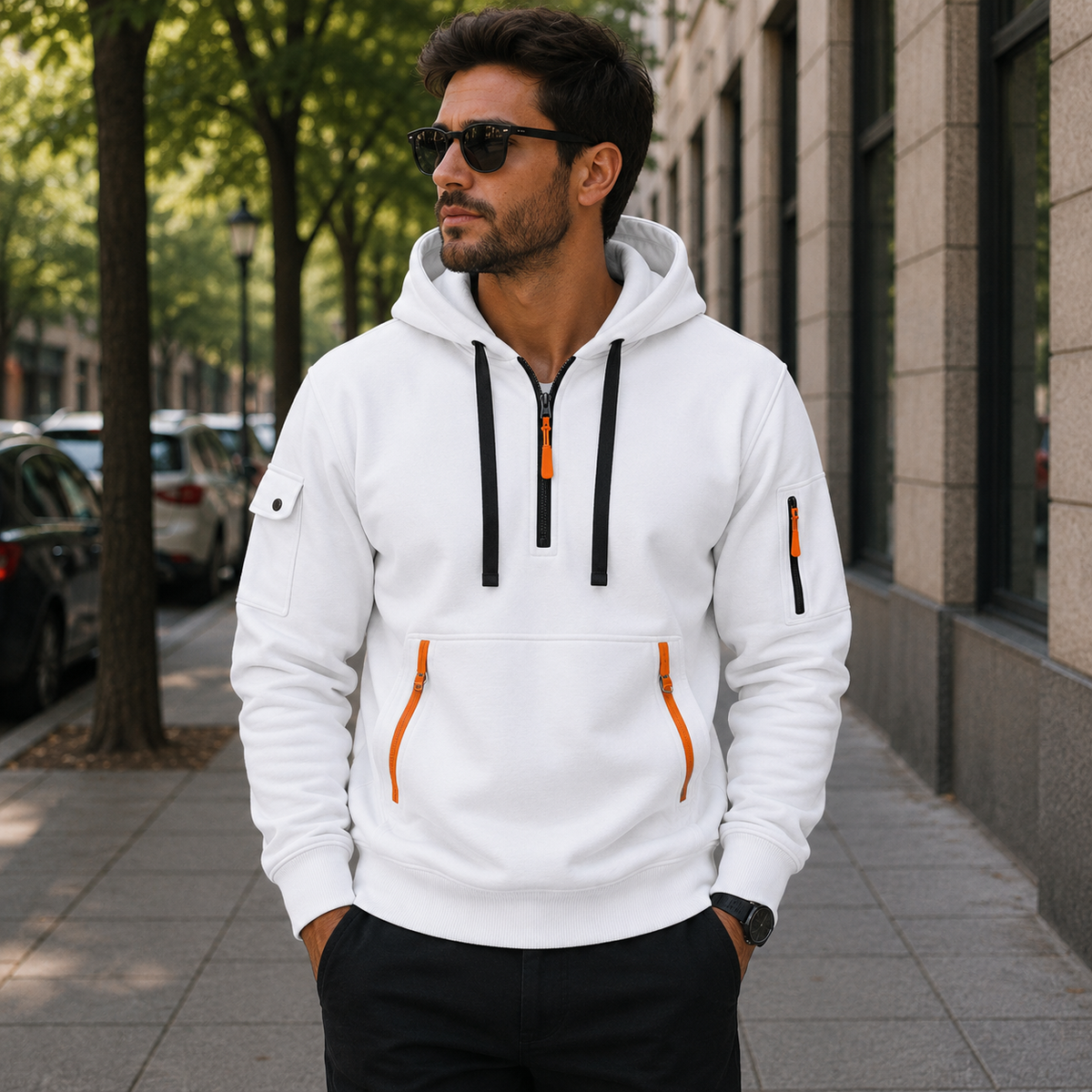 Everyday Hoodie with Functional Zipper Pockets