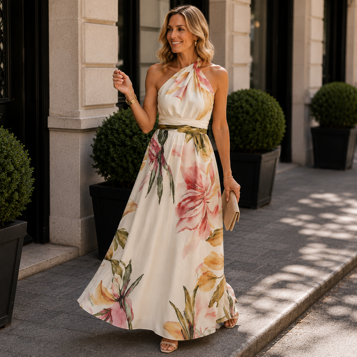 Zwiewna sukienka maxi z wyrafinowanym stylem halter