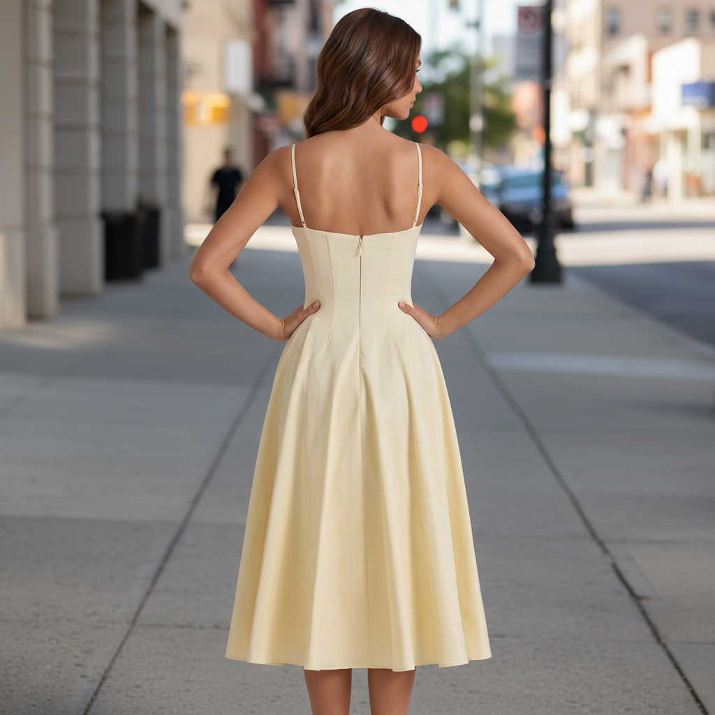 Butter Yellow Flowy Midi Dress