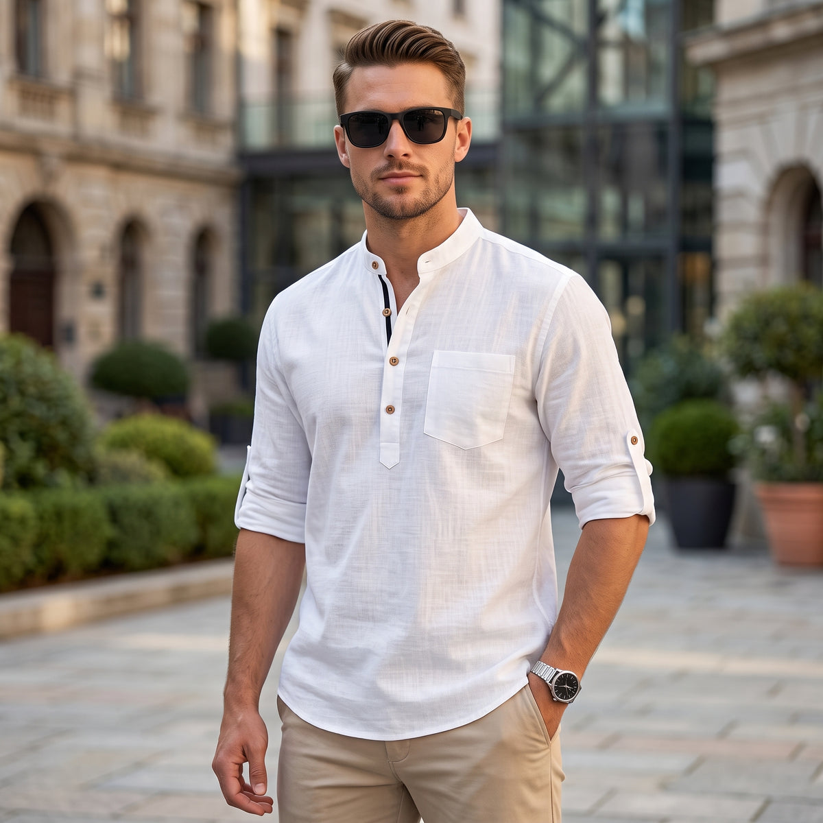 Stand Collar Summer Shirt