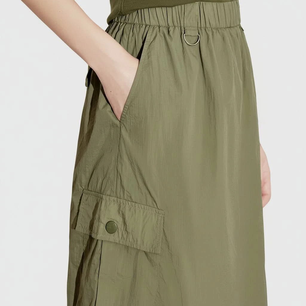 Workwear Inspired Mid Length Skirt with Functional Design