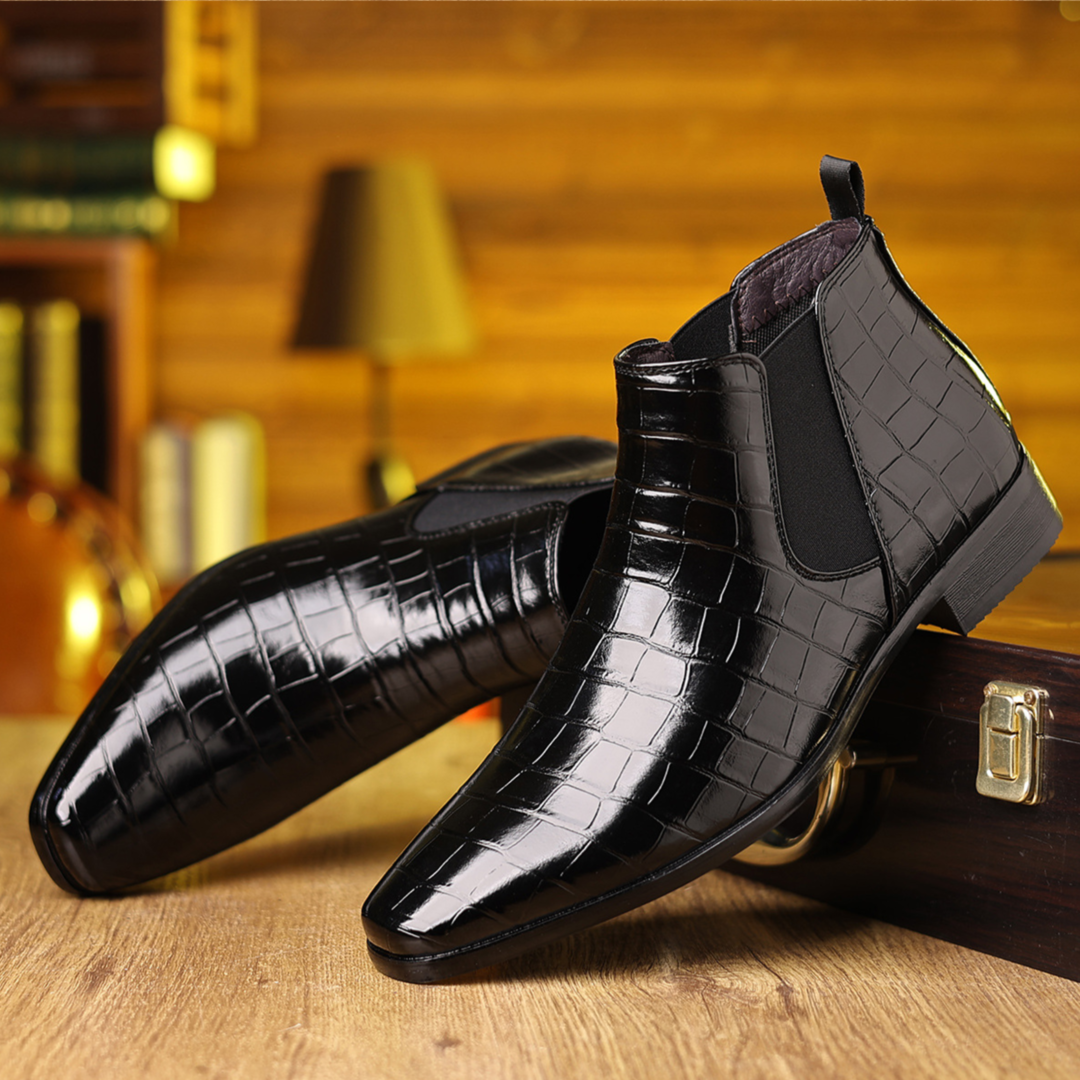 Croc-Embossed Chelsea Boots