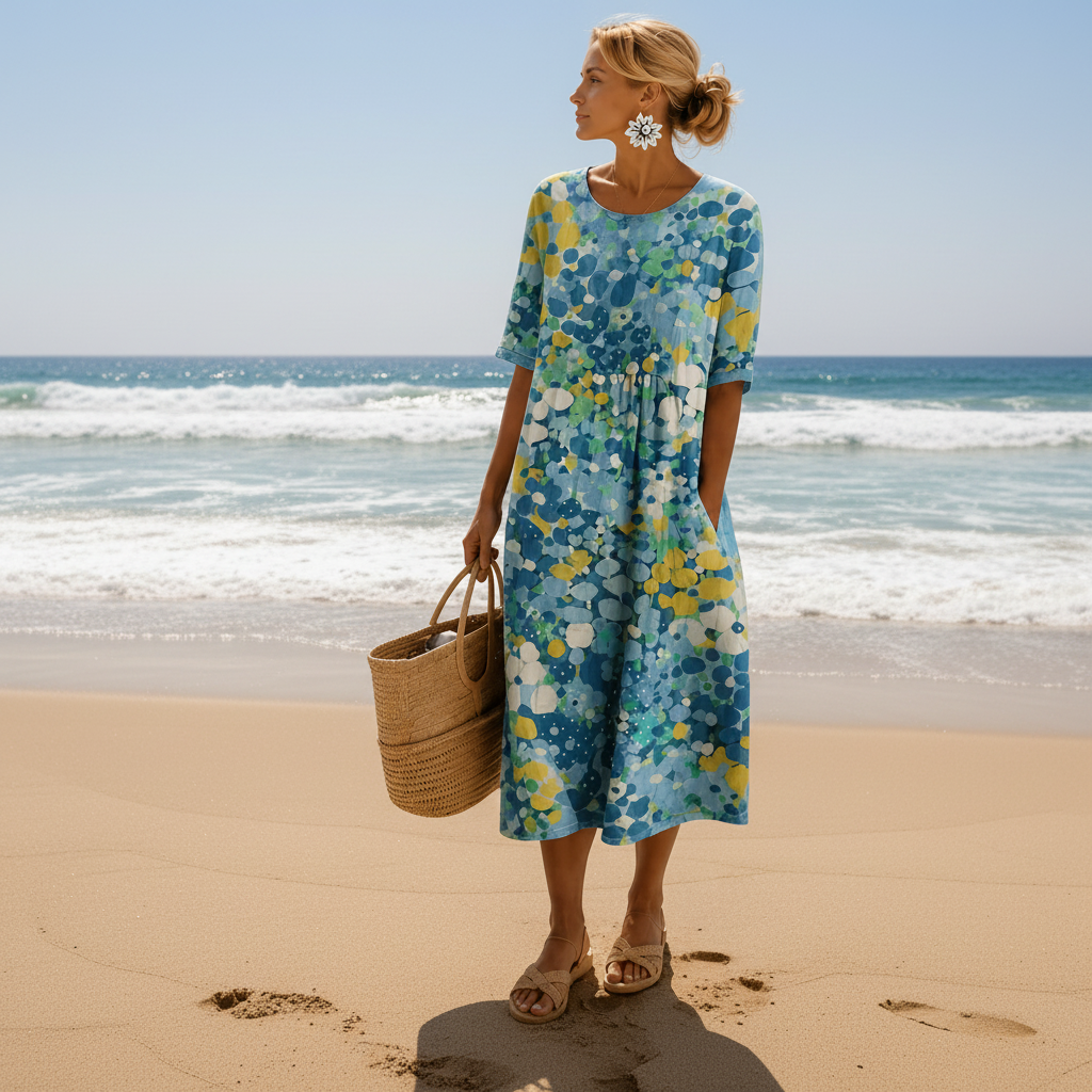 Floral Midi Dress With a Relaxed Fit
