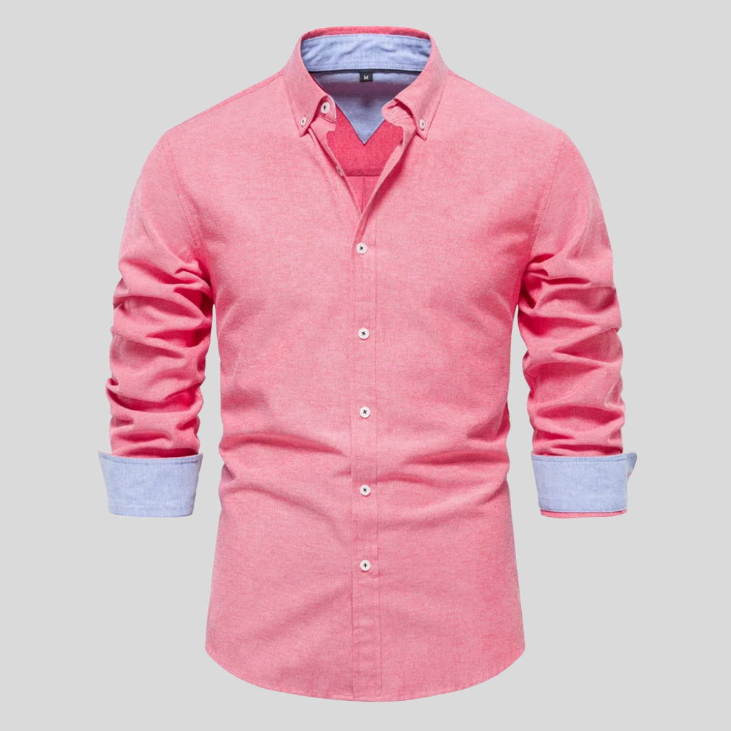 Classic Button Front Layered Collar Long Sleeve Shirt