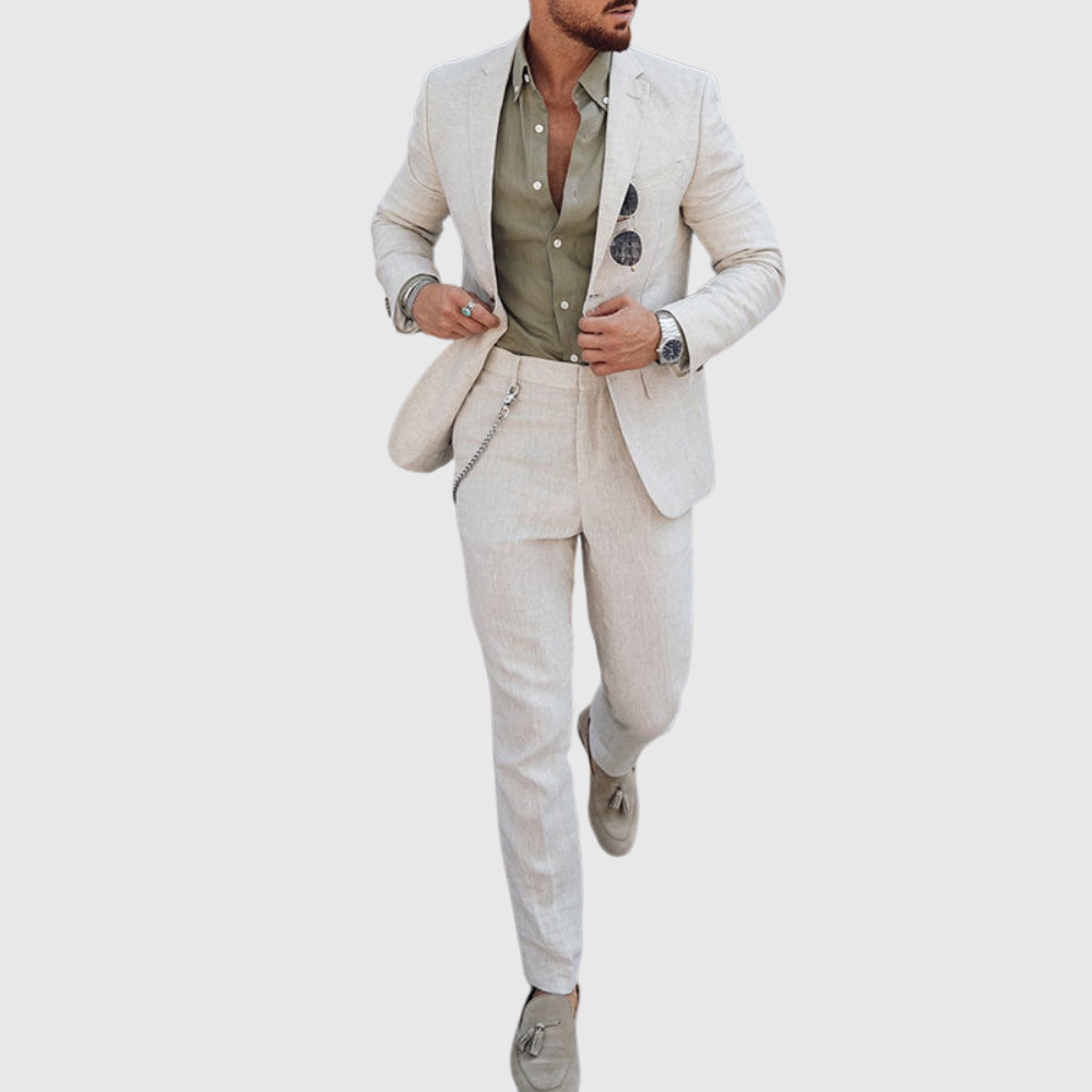 Slim fit letni garnitur dwuczęściowy