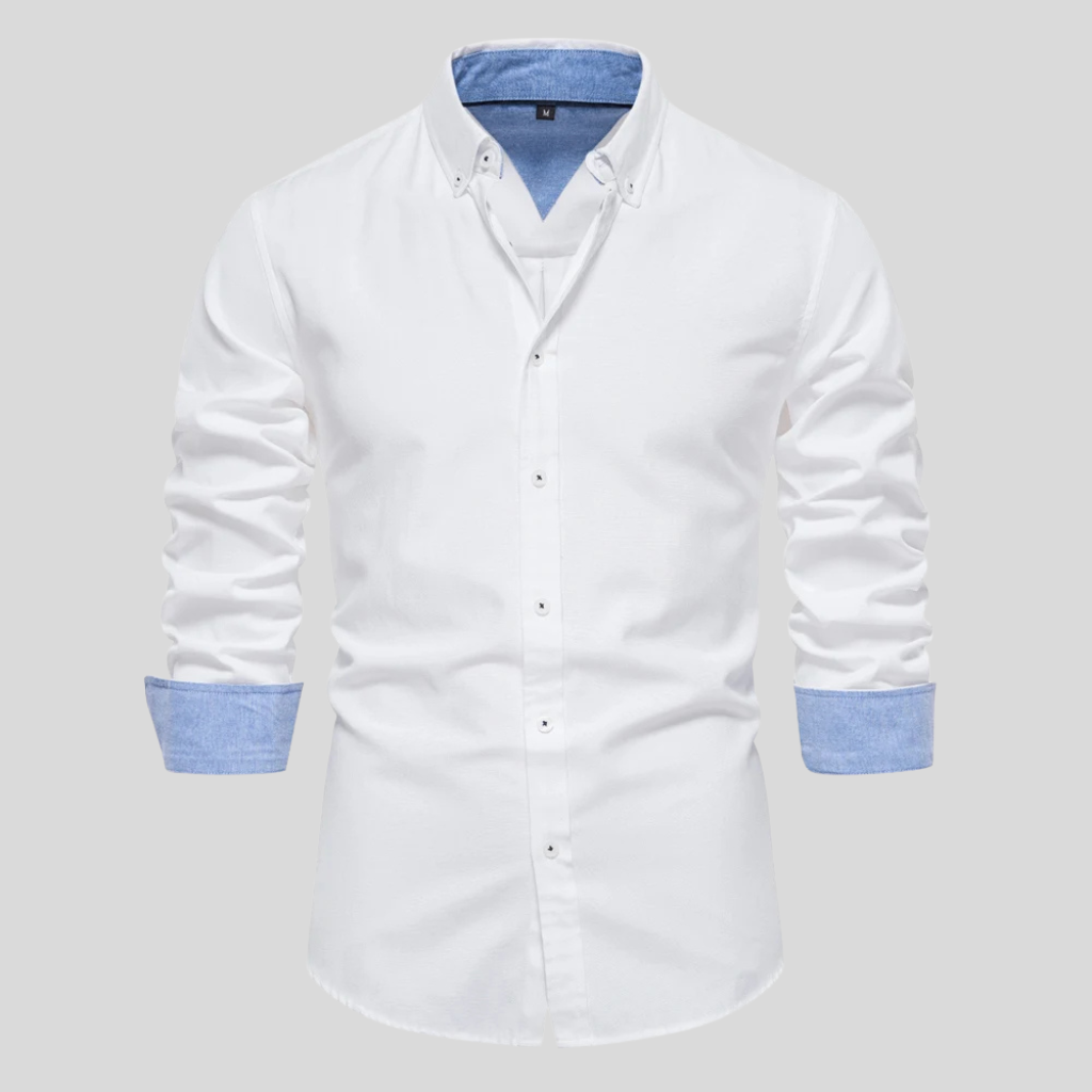 Classic Button Front Layered Collar Long Sleeve Shirt