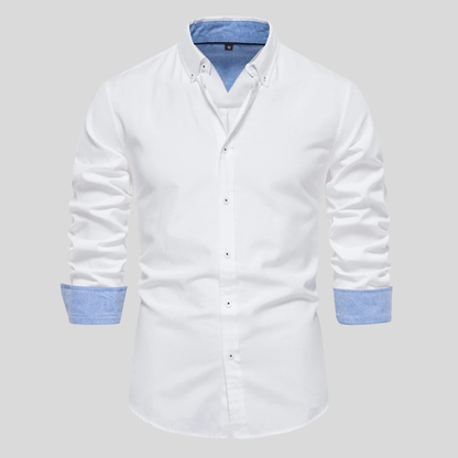 Classic Button Front Layered Collar Long Sleeve Shirt