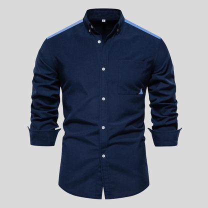 Classic Button Front Layered Collar Long Sleeve Shirt