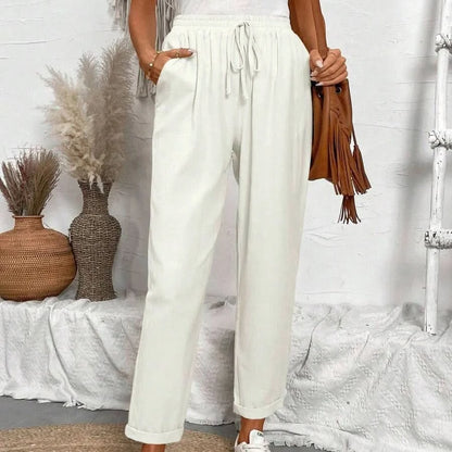 Damskie letnie spodnie 7/8 w jednolitym kolorze  