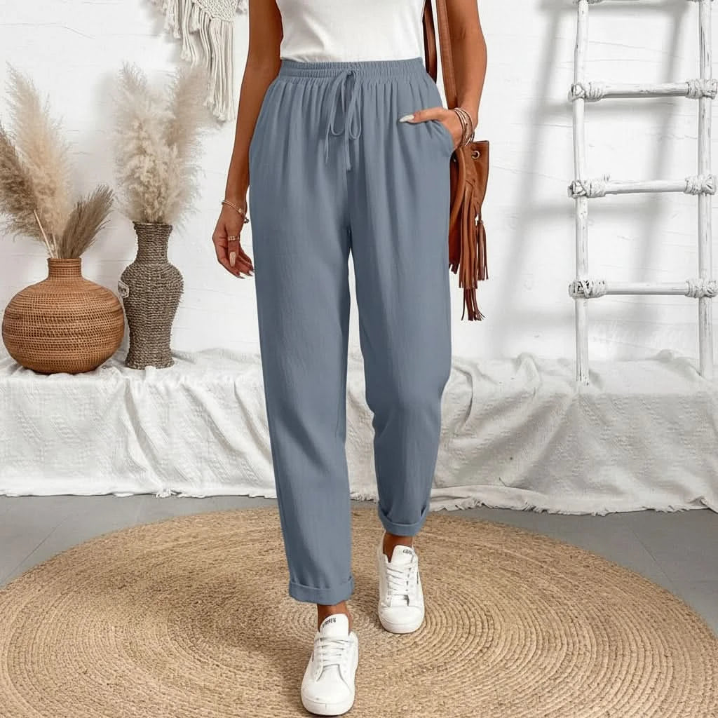 Damskie letnie spodnie 7/8 w jednolitym kolorze  