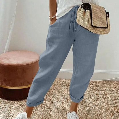 Damskie letnie spodnie 7/8 w jednolitym kolorze  