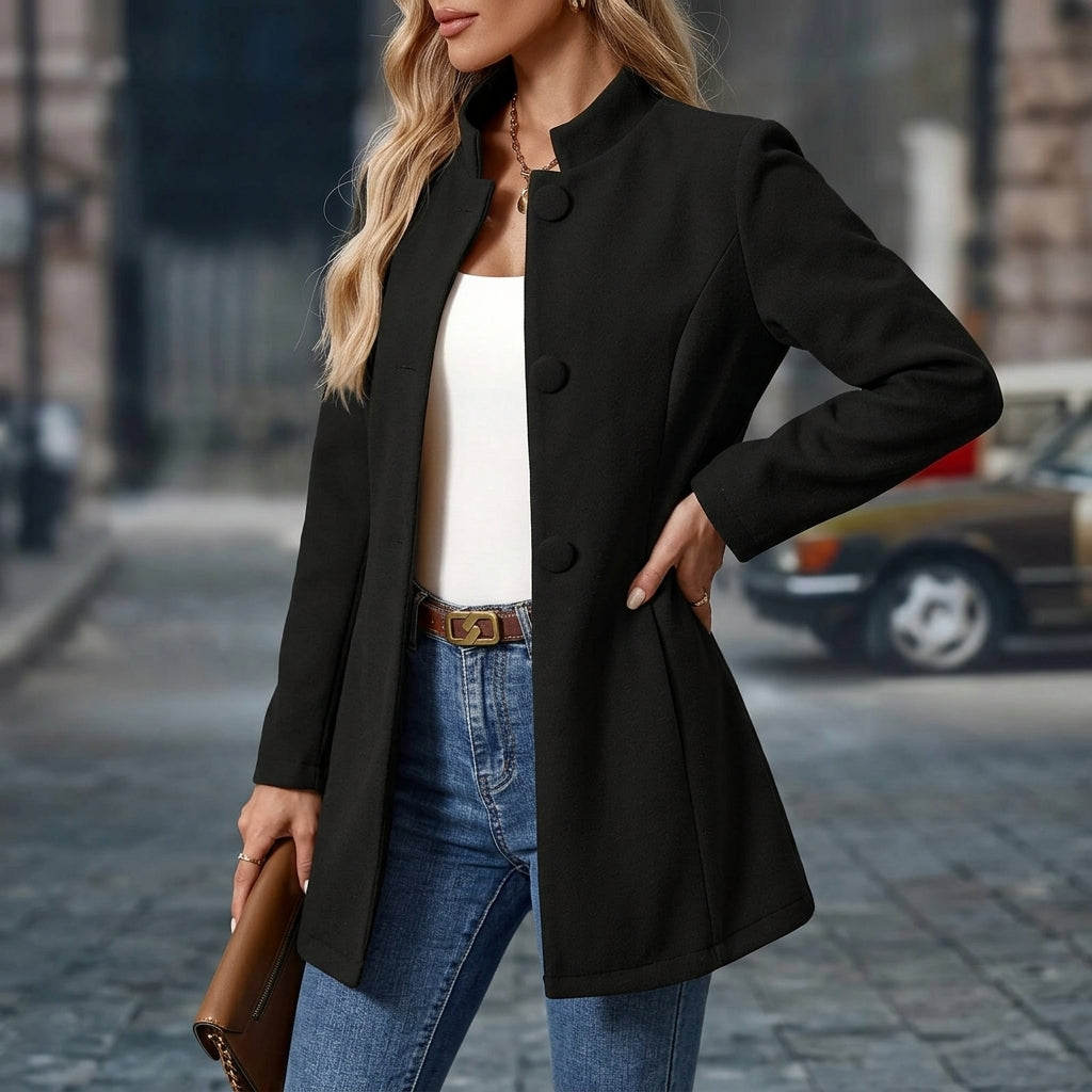 Elegant Open Front Tailored Longline Blazer