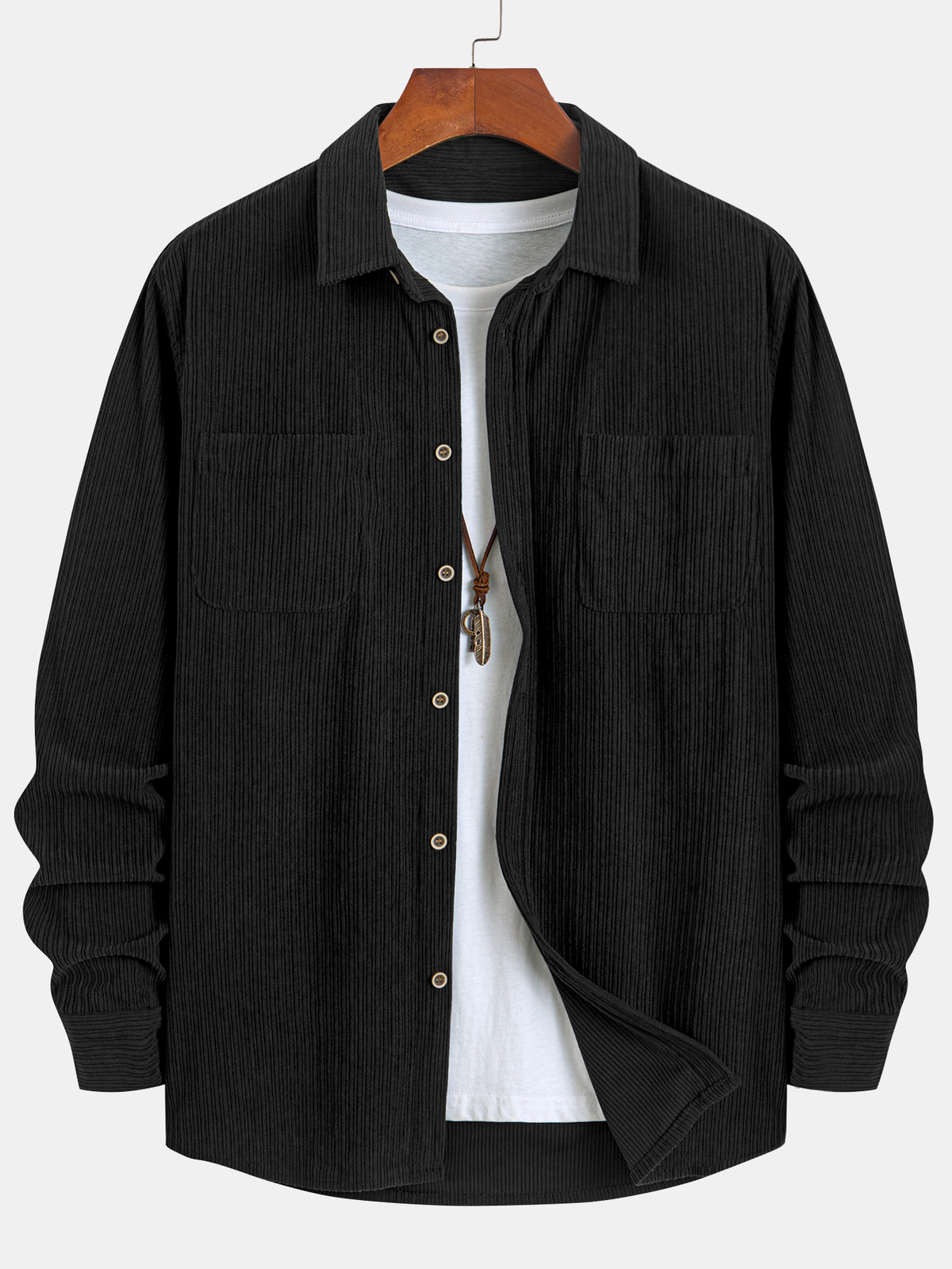 Classic Button Front Collared Long Sleeve Shirt