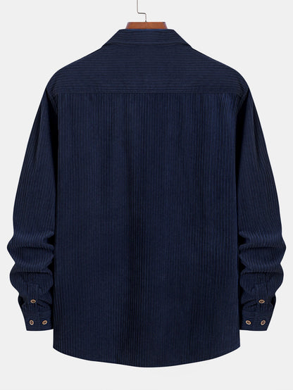 Classic Button Front Collared Long Sleeve Shirt