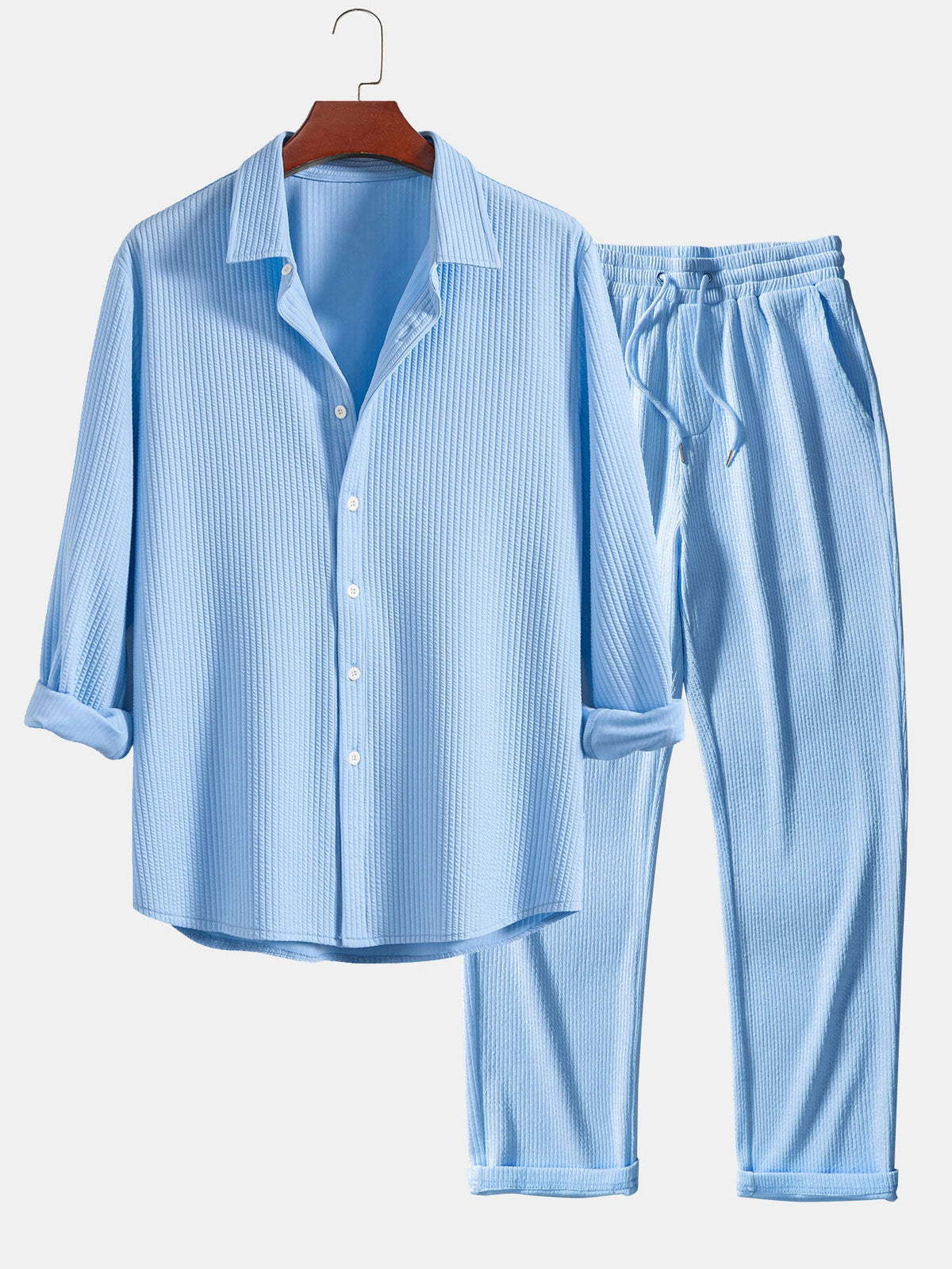 Elegant Button Front Shirt Matching Pants Set