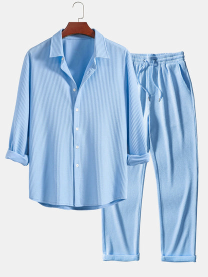 Elegant Button Front Shirt Matching Pants Set