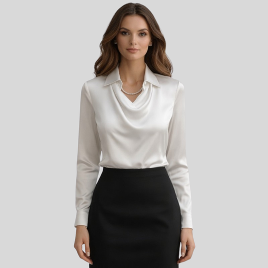 Silky Draped Neck Blouse