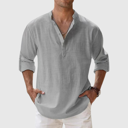 Relaxed Button Neck Summer Shirt