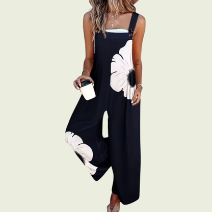 Floral Print Spaghetti Strap Overalls