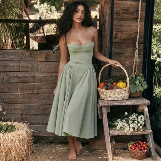 Sculpted Midi Dress Open Back