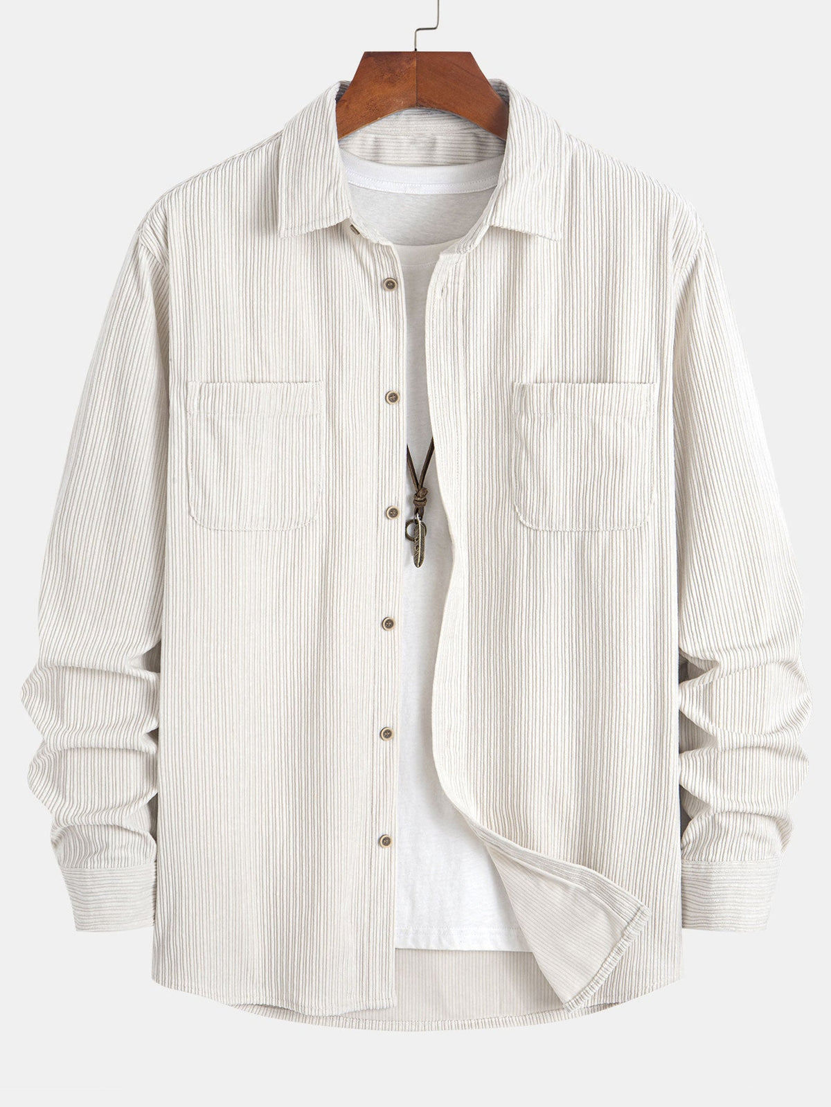 Classic Button Front Collared Long Sleeve Shirt