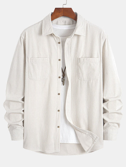 Classic Button Front Collared Long Sleeve Shirt