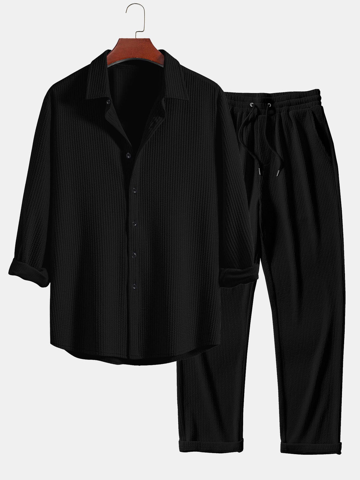 Elegant Button Front Shirt Matching Pants Set