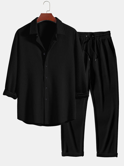 Elegant Button Front Shirt Matching Pants Set