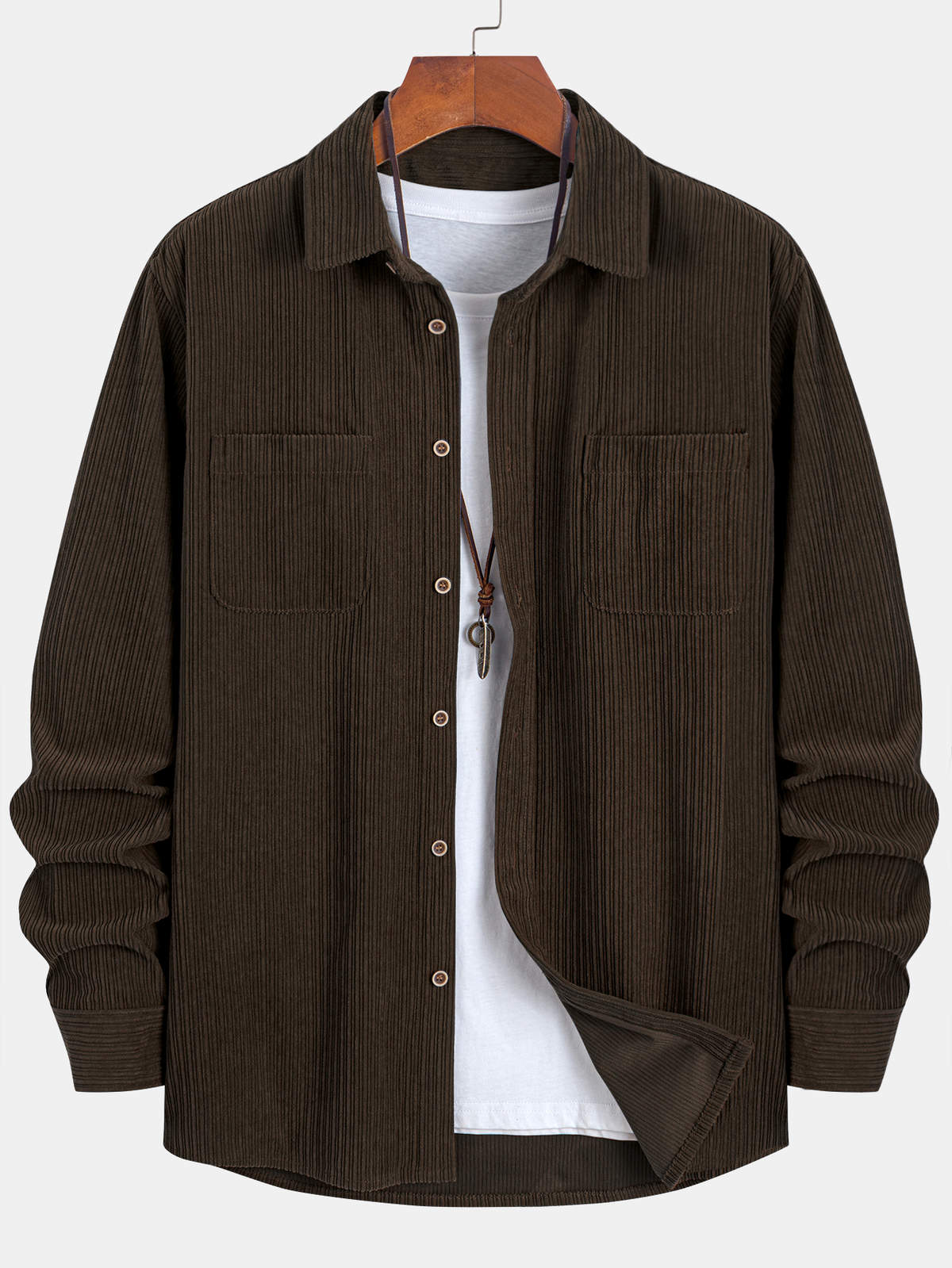 Classic Button Front Collared Long Sleeve Shirt