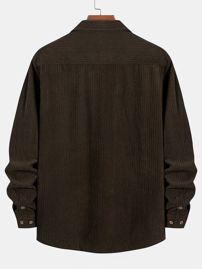 Classic Button Front Collared Long Sleeve Shirt