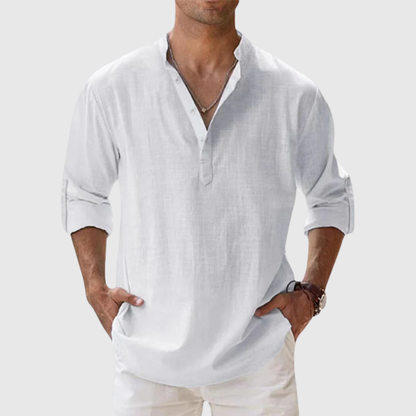 Relaxed Button Neck Summer Shirt