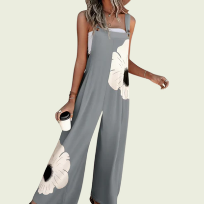 Floral Print Spaghetti Strap Overalls