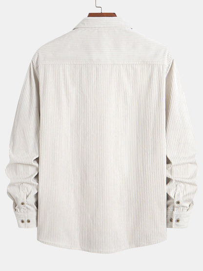 Classic Button Front Collared Long Sleeve Shirt