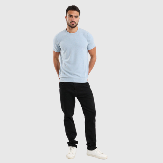 Textured Crew Neck Casual T-Shirt