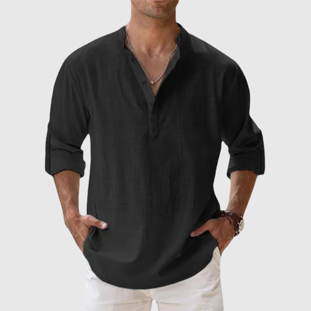 Relaxed Button Neck Summer Shirt