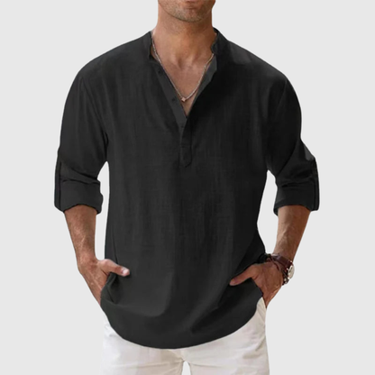 Relaxed Button Neck Summer Shirt