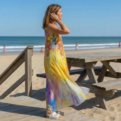 Printed Maxi Dress With Pockets