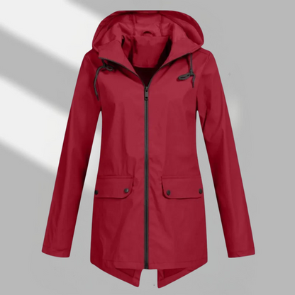 Elegant Hooded Zip Front Utility Coat