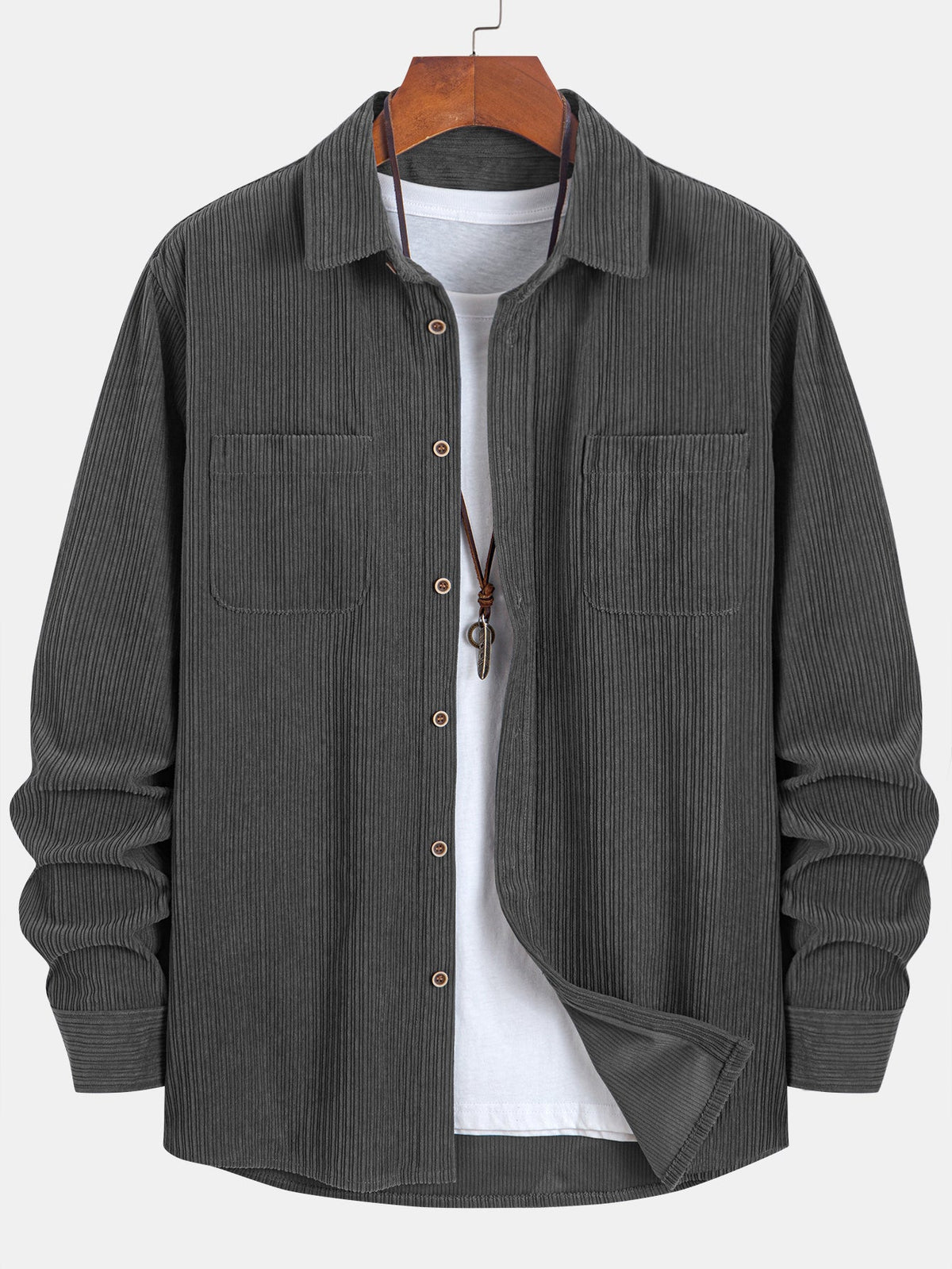 Classic Button Front Collared Long Sleeve Shirt