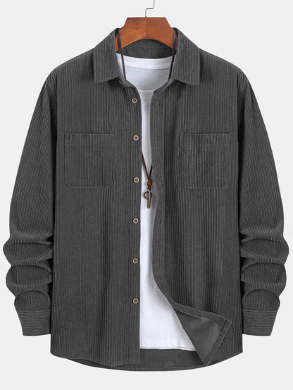 Classic Button Front Collared Long Sleeve Shirt