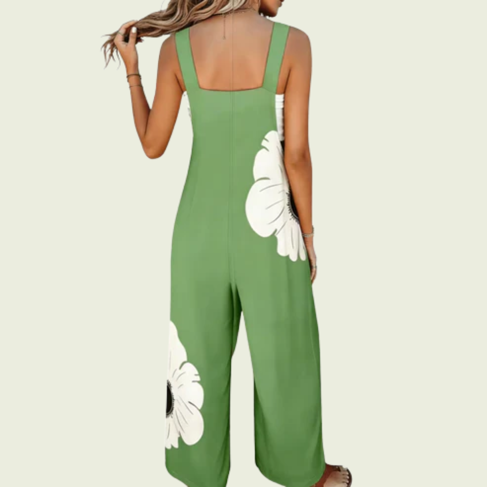 Floral Print Spaghetti Strap Overalls