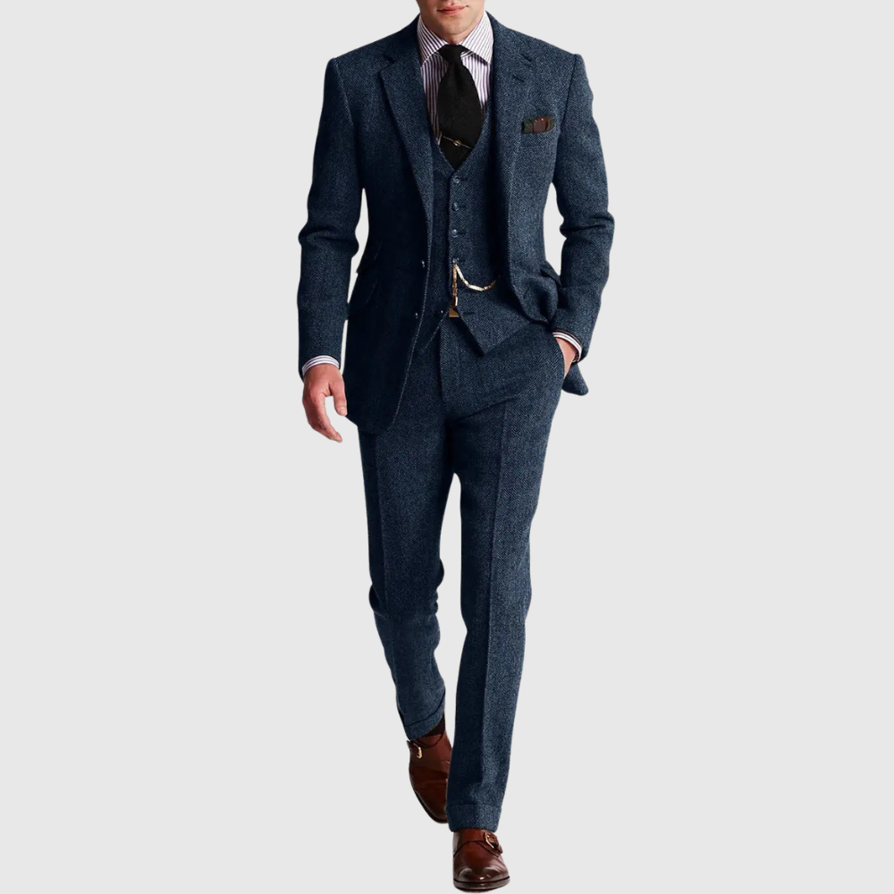 Slim fit garnitur trzyczęściowy