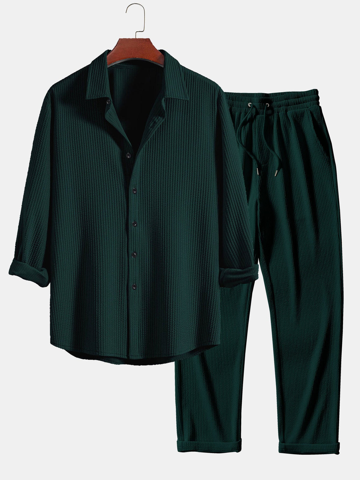 Elegant Button Front Shirt Matching Pants Set