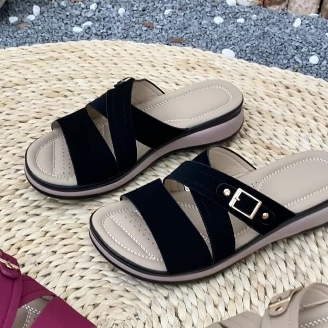 Cross Strap Comfort Slide Sandals