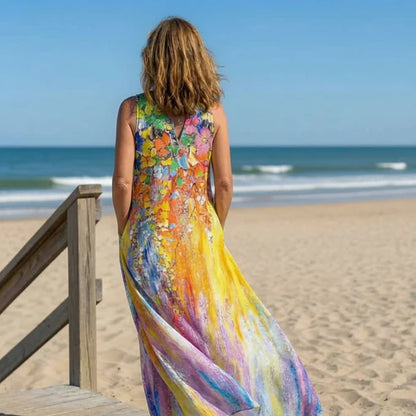 Printed Maxi Dress With Pockets